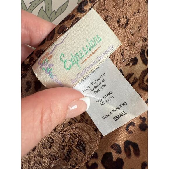 90's 00's vintage satin leopard print y2k slip dress SMALL - Picture 4 of 6